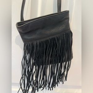 Margot Genuine Leather Fringe Crossbody Black